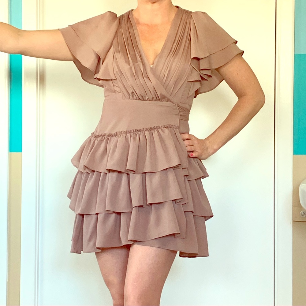 Brown wrap-around dress